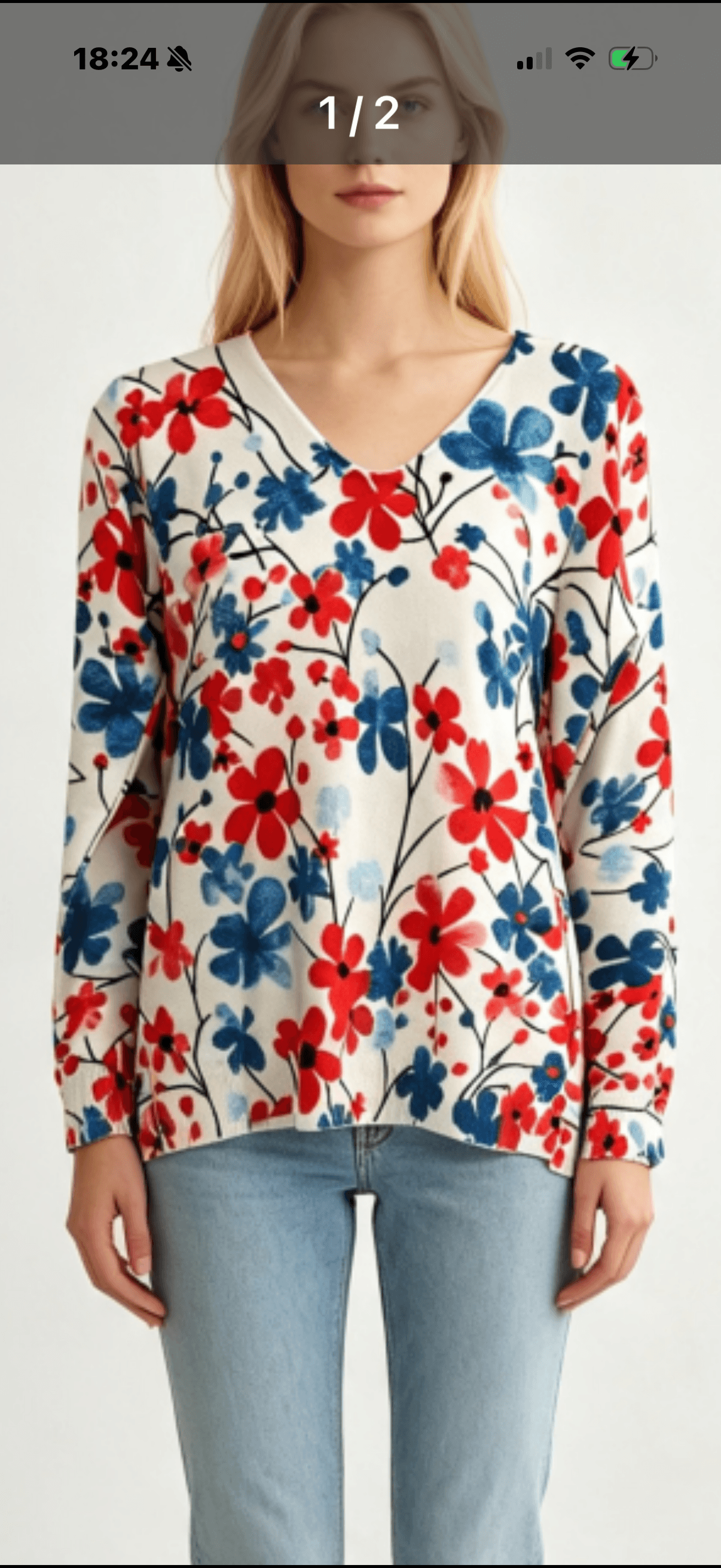 Pull Bleu ciel « Fleuri » 1
