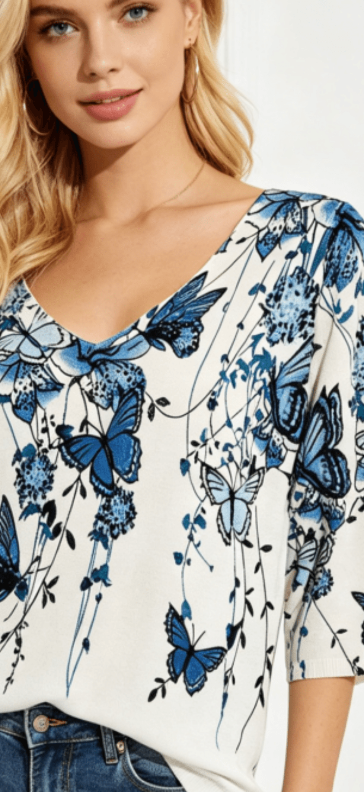 T-shirt Bleu « Papillon » 1