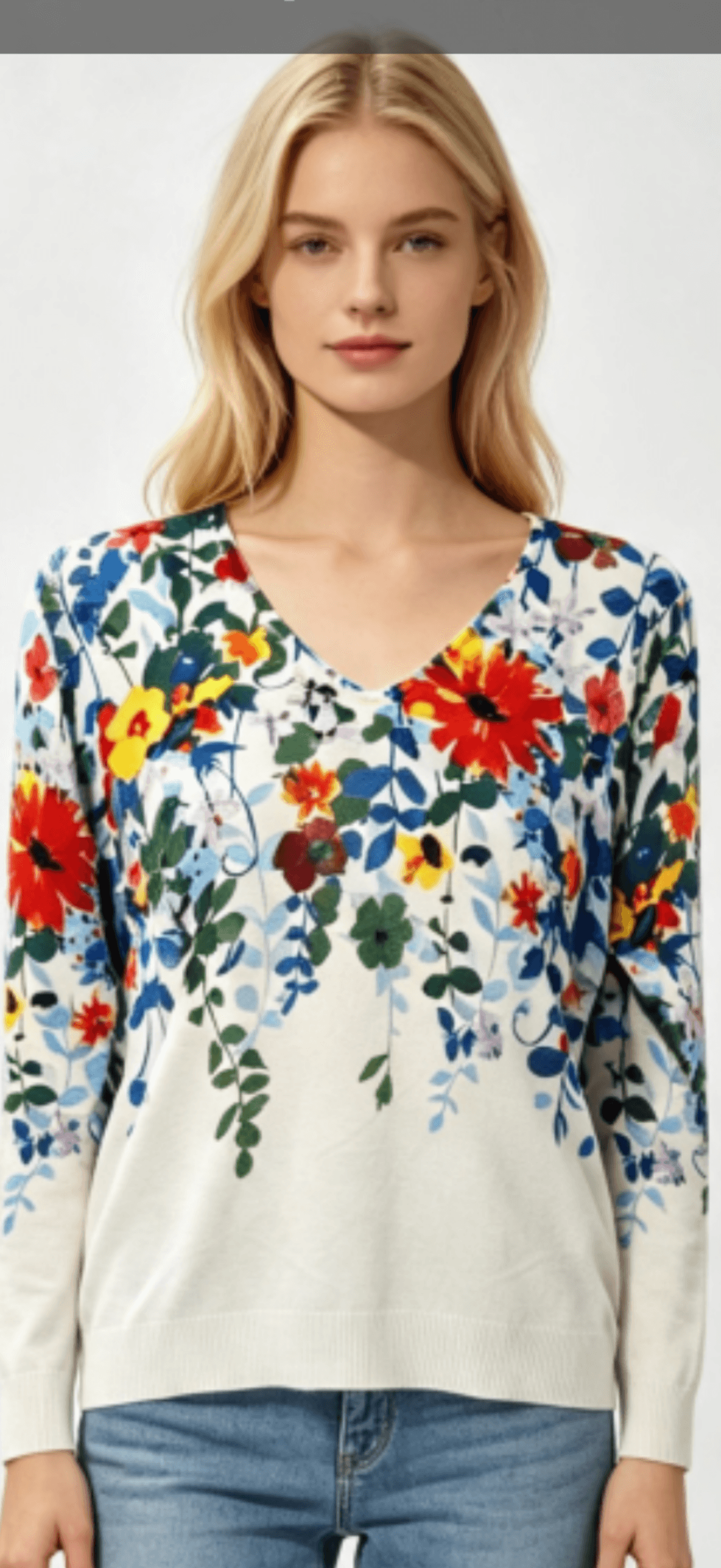 Pull Blanc « Fleuri » 1